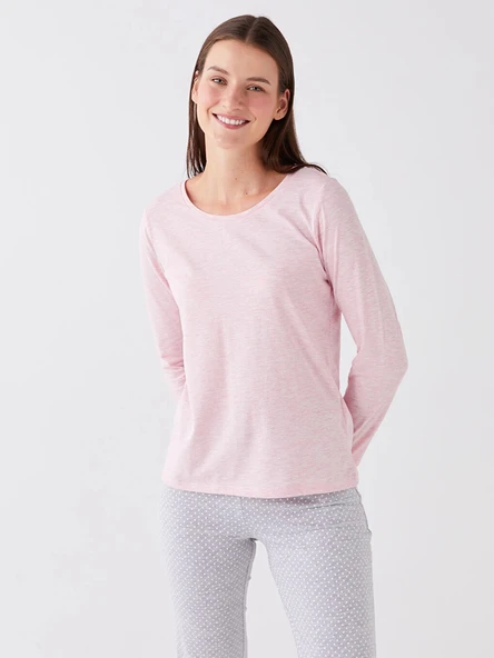 LCW DREAM Gri Bisiklet Yaka Düz Uzun Kollu Kadın Pijama Takımı ürün görseli 1