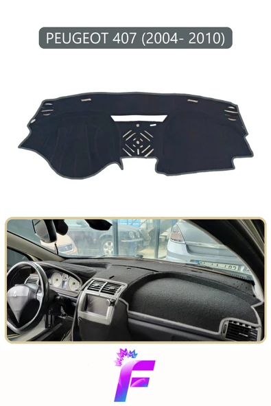 MİRCEM PEUGEOT 407 (2004-2010) Uyumlu Torpido Örtüsü | Yansıma Önleyici | Tam Koruma | Kolay Montaj | H86 Gri ürün görseli 1