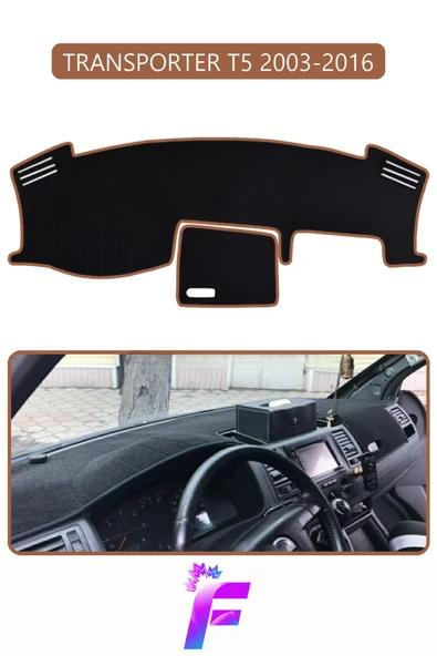 MİRCEM VOLKSWAGEN T5 (2003-2016) Uyumlu Torpido Örtüsü | Yansıma Önleyici | Tam Koruma | Hızlı Montaj | K64 Kahverengi ürün görseli 1