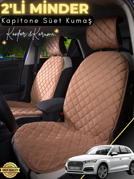 MİRCEM Audi Q5 Uyumlu 2'li Süet Oto Koltuk Minderi | Terletmez | Universal | Su Geçirmez | A1 Kahverengi ürün görseli 1