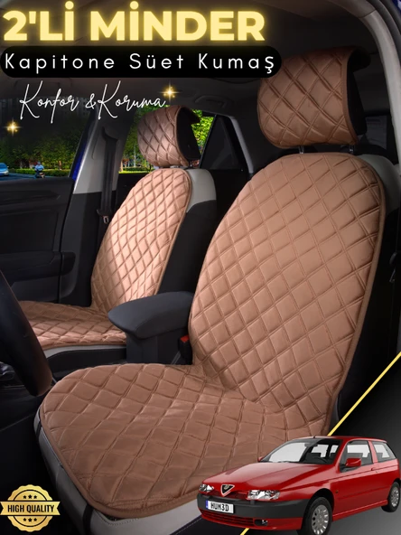 MİRCEM Alfa Romeo 145 Uyumlu 2'li Süet Oto Koltuk Minderi | Terletmez | Universal | Oto Aksesuar | A1 Kahverengi ürün görseli 1
