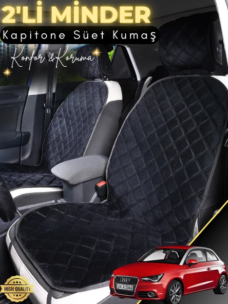 MİRCEM Audi A1 Uyumlu 2'li Süet Oto Koltuk Minderi | Terletmez | Universal | Oto Aksesuar | A2 Siyah ürün görseli 1