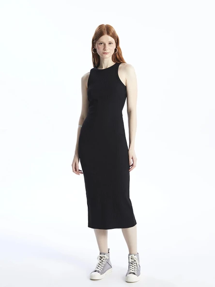 XSIDE SİYAH Bisiklet Yaka Kadın Bodycon Elbise ürün görseli 1