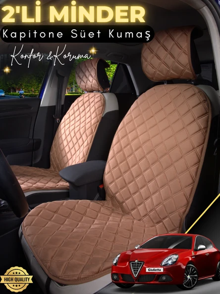 MİRCEM Alfa Romeo Gulietta Uyumlu 2'li Süet Oto Koltuk Minderi | Terletmez | Universal | Tam Koruma | A1 Kahverengi ürün görseli 1