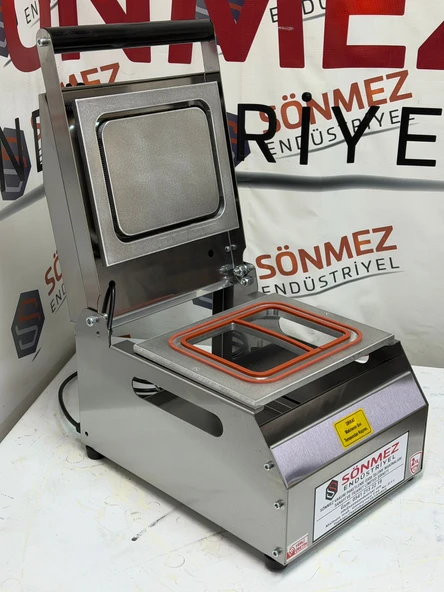 Sönmez Vakum 2 Bölmeli Paslanmaz Manuel Kase Tabak Kapatma Makinesi ürün görseli 1
