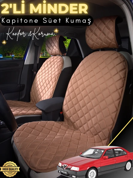 MİRCEM Alfa Romeo 164 Uyumlu 2'li Süet Oto Koltuk Minderi | Su Geçirmez | Hızlı Montaj | Oto Kılıf | A1 Kahverengi ürün görseli 1