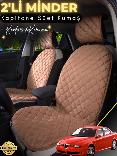 MİRCEM Alfa Romeo 146 Uyumlu 2'li Süet Oto Koltuk Minderi | Terletmez | Kolay Montaj | Oto Aksesuar | A1 Kahverengi ürün görseli 1