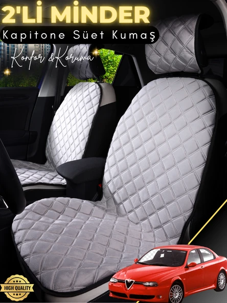 MİRCEM Alfa Romeo 146 Uyumlu 2'li Süet Oto Koltuk Minderi | Terletmez | Kolay Montaj | Oto Aksesuar | A3 Gri ürün görseli 1
