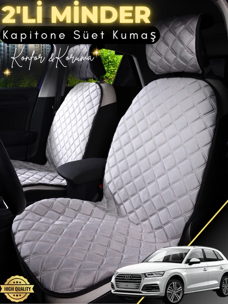 MİRCEM Audi Q5 Uyumlu 2'li Süet Oto Koltuk Minderi | Terletmez | Universal | Su Geçirmez | A3 Gri ürün görseli 1