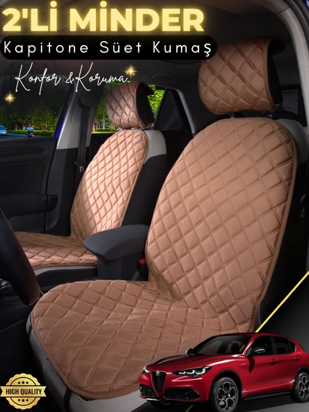 MİRCEM Alfa Romeo Stelvio Uyumlu 2'li Süet Oto Koltuk Minderi | Tam Koruma | Hızlı Montaj | Su Geçirmez |A1 Kahverengi ürün görseli 1
