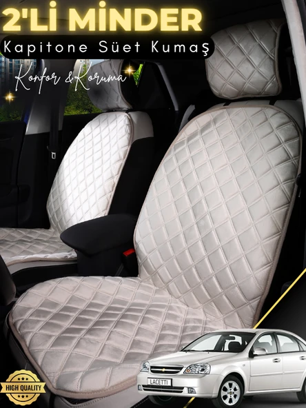 MİRCEM Chevrolet Lacetti Uyumlu 2'li Süet Oto Koltuk Minderi | Tam Koruma | Universal | Oto Aksesuar | A4 Bej ürün görseli 1