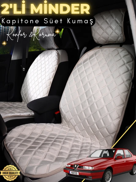 MİRCEM Alfa Romeo 155 Uyumlu 2'li Süet Oto Koltuk Minderi | Terletmez | Universal | Su Geçirmez | A4 Bej ürün görseli 1