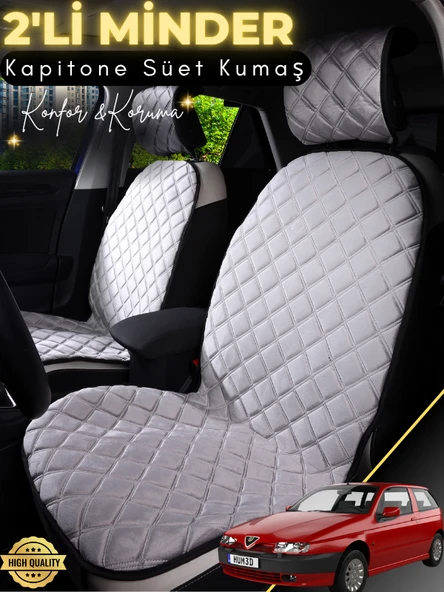MİRCEM Alfa Romeo 145 Uyumlu 2'li Süet Oto Koltuk Minderi | Terletmez | Universal | Oto Aksesuar | A3 Gri ürün görseli 1