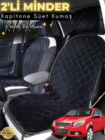 MİRCEM Chevrolet Aveo Uyumlu 2'li Süet Oto Koltuk Minderi | Terletmez | Kolay Montaj | Oto Aksesuar| A2 Siyah ürün görseli 1
