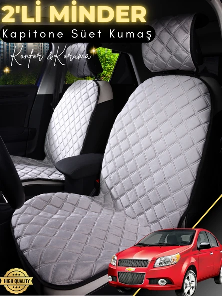 MİRCEM Chevrolet Aveo Uyumlu 2'li Süet Oto Koltuk Minderi | Terletmez | Kolay Montaj | Oto Aksesuar| A3 Gri ürün görseli 1