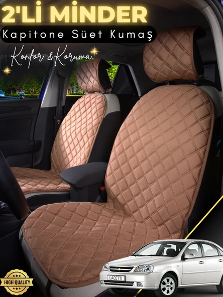MİRCEM Chevrolet Lacetti Uyumlu 2'li Süet Oto Koltuk Minderi | Tam Koruma | Universal | Oto Aksesuar | A1 Kahverengi ürün görseli 1