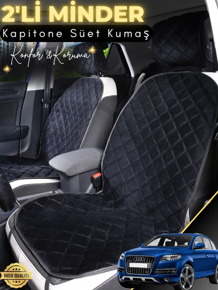 MİRCEM Audi Q7 Uyumlu 2'li Süet Oto Koltuk Minderi | Terletmez | Universal | Oto Koltuk Kılıfı | A2 Siyah ürün görseli 1