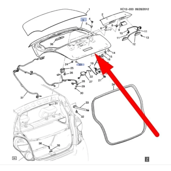 Chevrolet Spark M300 Arka Bagaj Kapağı GM ürün görseli 1