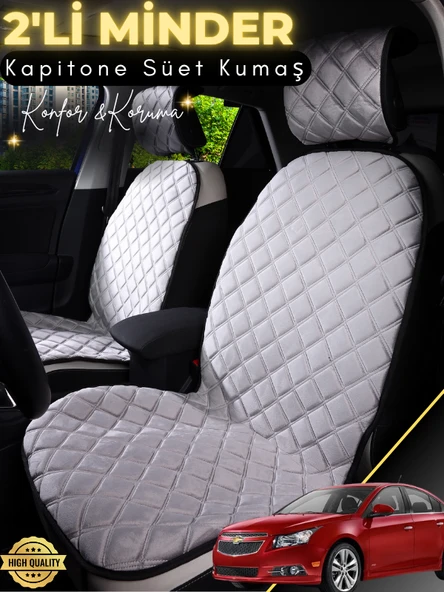 MİRCEM Chevrolet Cruze Uyumlu 2'li Süet Oto Koltuk Minderi | Su Geçirmez | Hızlı Montaj | Oto Kılıf | A3 Gri ürün görseli 1