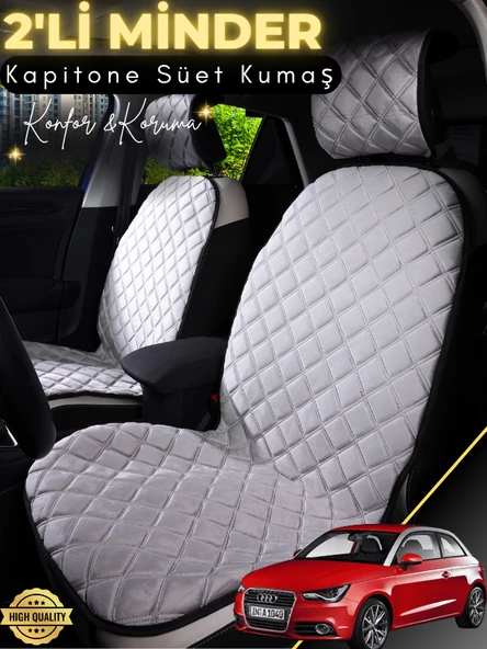 MİRCEM Audi A1 Uyumlu 2'li Süet Oto Koltuk Minderi | Terletmez | Universal | Oto Aksesuar | A3 Gri ürün görseli 1