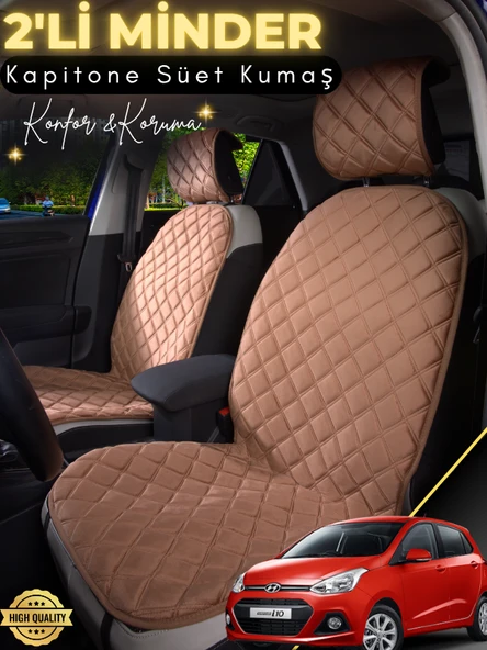 MİRCEM Hyundai İ10 Uyumlu 2'li Süet Oto Koltuk Minderi | Terletmez | Universal | Oto Aksesuar | A1 Kahverengi ürün görseli 1