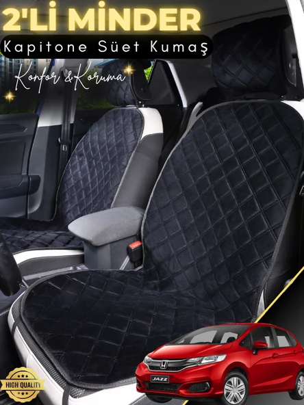 MİRCEM Honda Jazz Uyumlu 2'li Süet Oto Koltuk Minderi | Universal | Hızlı Montaj | Su Geçirmez | A2 Siyah ürün görseli 1