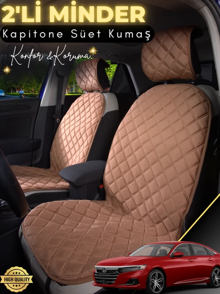 MİRCEM Honda Accord Uyumlu 2'li Süet Oto Koltuk Minderi | Terletmez | Kolay Montaj | Oto Aksesuar | A5 Kahverengi ürün görseli 1