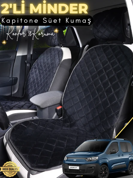 MİRCEM Fiat Doblo Uyumlu 2'li Süet Oto Koltuk Minderi | Terletmez | Universal | Oto Koltuk Kılıfı | A2 Siyah ürün görseli 1