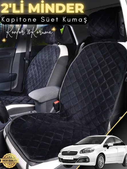 MİRCEM Fiat Linea Uyumlu 2'li Süet Oto Koltuk Minderi | Terletmez | Universal | Oto Aksesuar | A2 Siyah ürün görseli 1