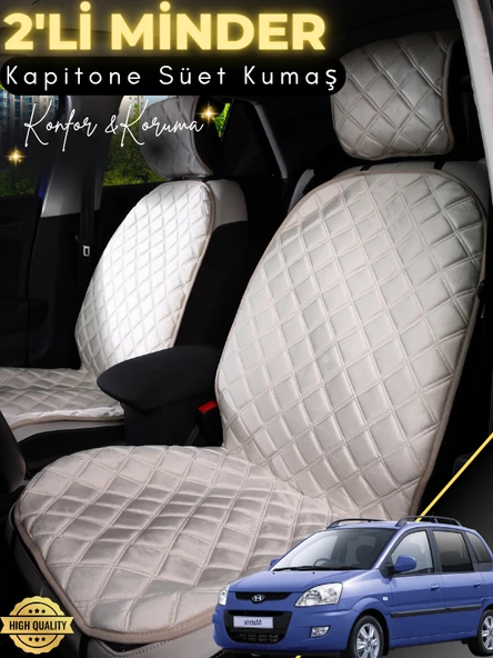 MİRCEM Hyundai Matrix Uyumlu 2'li Süet Oto Koltuk Minderi | Terletmez | Universal | Tam Koruma | A4 Bej ürün görseli 1