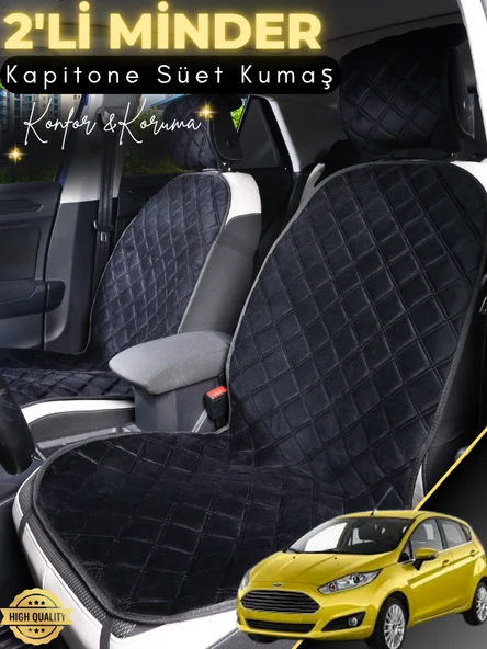 MİRCEM Ford Fiesta Uyumlu 2'li Süet Oto Koltuk Minderi | Terletmez | Universal | Su Geçirmez | A6 Siyah ürün görseli 1