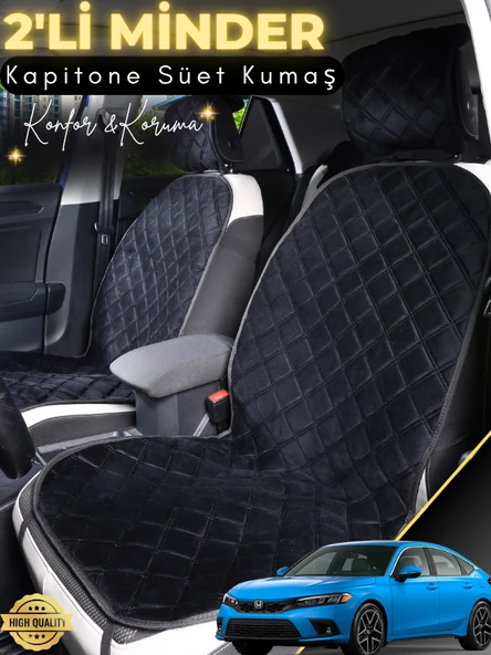 MİRCEM Honda Civic Fe1 Uyumlu 2'li Süet Oto Koltuk Minderi | Terletmez | Universal | Oto Aksesuar | A2 Siyah ürün görseli 1