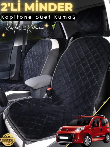 MİRCEM Fiat Fiorino yumlu 2'li Süet Oto Koltuk Minderi | Tam Koruma | Hızlı Montaj | Su Geçirmez | A2 Siyah ürün görseli 1