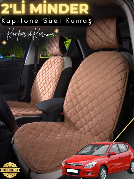 MİRCEM Hyundai İ30 Uyumlu 2'li Süet Oto Koltuk Minderi | Universal | Hızlı Montaj | Su Geçirmez | A1 Kahverengi ürün görseli 1