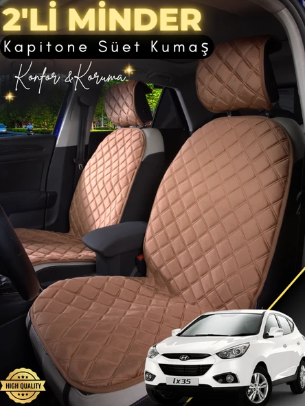 MİRCEM Hyundai İX35 Uyumlu 2'li Süet Oto Koltuk Minderi | Terletmez | Universal | Oto Koltuk Kılıfı | A1 Kahverengi ürün görseli 1