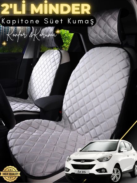 MİRCEM Hyundai İX35 Uyumlu 2'li Süet Oto Koltuk Minderi | Terletmez | Universal | Oto Koltuk Kılıfı | A3 Gri ürün görseli 1