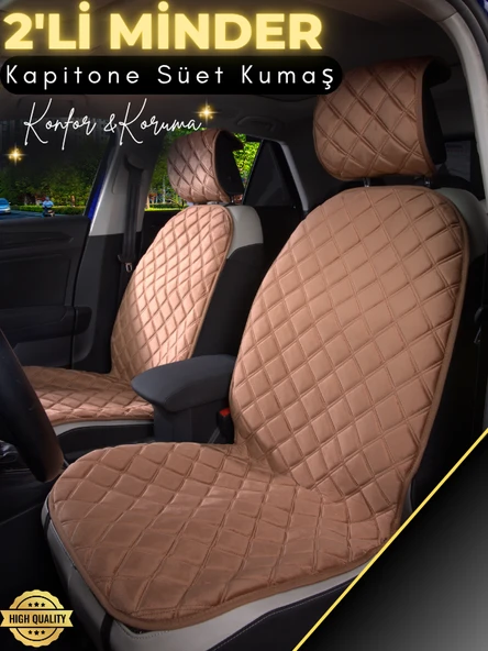 MİRCEM Citroen C3 PİCASSO Uyumlu 2'li Süet Oto Koltuk Minderi | Tam Koruma | Hızlı Montaj | Su Geçirmez | A1 Kahverengi ürün görseli 1
