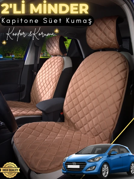 MİRCEM Hyundai İ30 Uyumlu 2'li Süet Oto Koltuk Minderi | Universal | Hızlı Montaj | Su Geçirmez | A5 Kahverengi ürün görseli 1