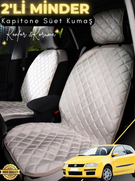 MİRCEM Fiat Stilo Uyumlu 2'li Süet Oto Koltuk Minderi | Tam Koruma | Universal | Oto Koltuk Kılıfı | A4 Bej ürün görseli 1