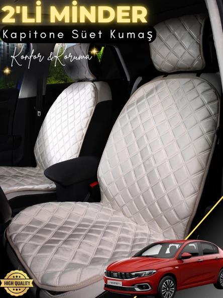 MİRCEM Fiat Egea Sedan Uyumlu 2'li Süet Oto Koltuk Minderi | Tam Koruma | Universal | Oto Koltuk Kılıfı |A4 Bej ürün görseli 1