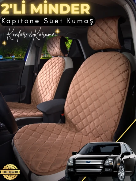 MİRCEM Ford Fusion Uyumlu 2'li Süet Oto Koltuk Minderi | Terletmez | Universal | Oto Aksesuar | A1 Kahverengi ürün görseli 1