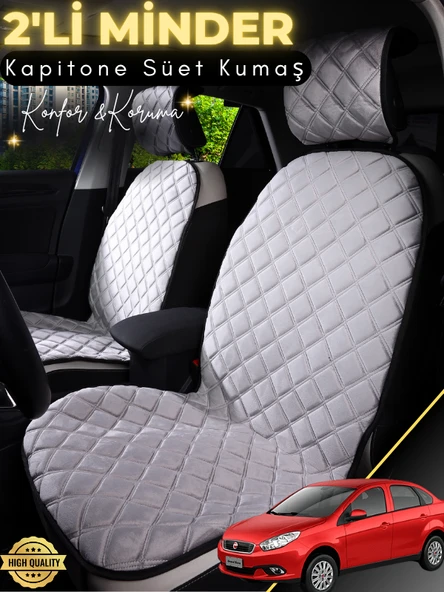 MİRCEM Fiat Sieana Uyumlu 2'li Süet Oto Koltuk Minderi | Terletmez | Universal | Tam Koruma | A3 Gri ürün görseli 1