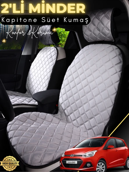 MİRCEM Hyundai İ10 Uyumlu 2'li Süet Oto Koltuk Minderi | Terletmez | Universal | Oto Aksesuar | A3 Gri ürün görseli 1