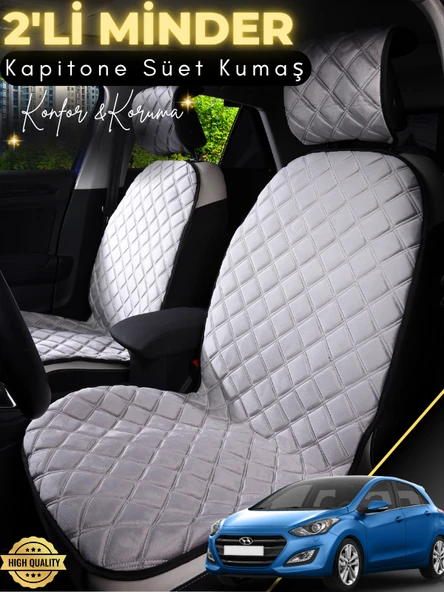 MİRCEM Hyundai İ30 Uyumlu 2'li Süet Oto Koltuk Minderi | Universal | Hızlı Montaj | Su Geçirmez | A7 Gri ürün görseli 1