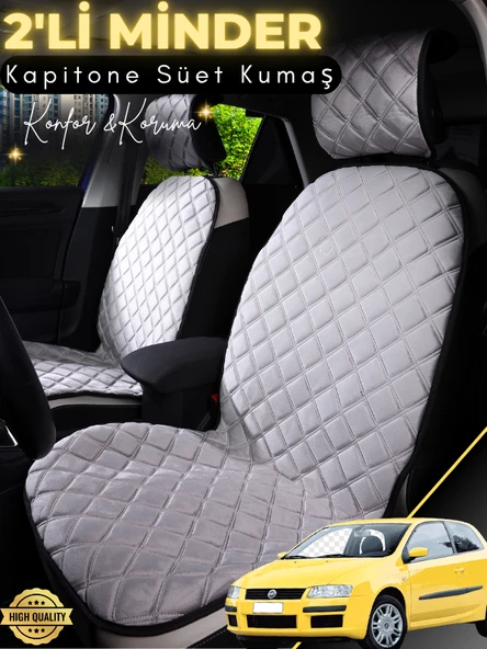 MİRCEM Fiat Stilo Uyumlu 2'li Süet Oto Koltuk Minderi | Tam Koruma | Universal | Oto Koltuk Kılıfı | A3 Gri ürün görseli 1