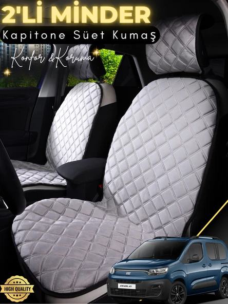 MİRCEM Fiat Doblo Uyumlu 2'li Süet Oto Koltuk Minderi | Terletmez | Universal | Oto Koltuk Kılıfı | A3 Gri ürün görseli 1
