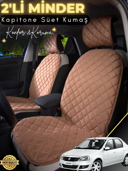 MİRCEM Dacia Logan Uyumlu 2'li Süet Oto Koltuk Minderi | Terletmez | Kolay Montaj | Oto Aksesuar | A1 Kahverengi ürün görseli 1