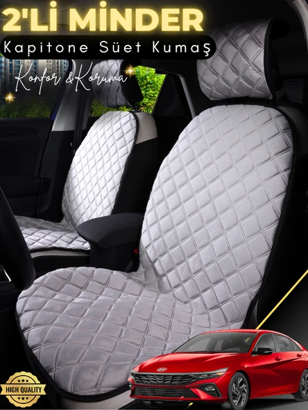 MİRCEM Hyundai Elantra Uyumlu 2'li Süet Oto Koltuk Minderi | Tam Koruma | Universal | Oto Koltuk Kılıf | B7 Gri ürün görseli 1