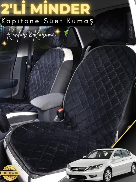 MİRCEM Honda Accord Uyumlu 2'li Süet Oto Koltuk Minderi | Terletmez | Kolay Montaj | Oto Aksesuar | A2 Siyah ürün görseli 1