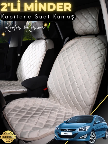 MİRCEM Hyundai İ40 Uyumlu 2'li Süet Oto Koltuk Minderi | Terletmez | Universal | Su Geçirmez | A4 Bej ürün görseli 1